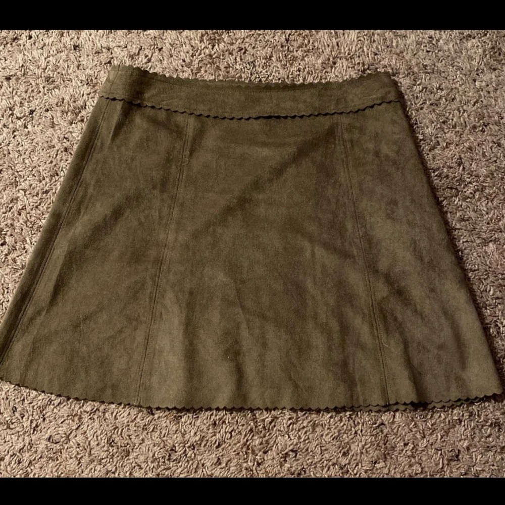 Green suede mini skirt